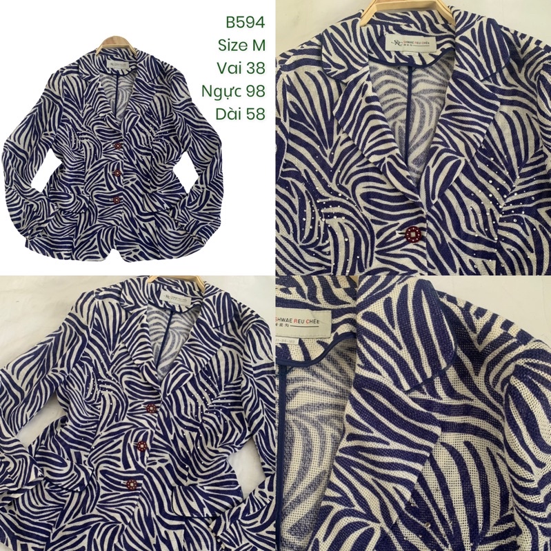 Áo khoác vest/blazer B594 hoạ tiết 1 lớp mỏng nhẹ 2hand Hàn si tuyển ảnh thật