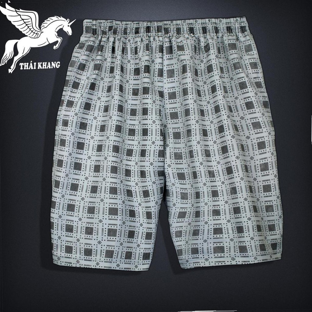 Quần đùi nam mặc nhà loại caro nhỏ vải dù cao cấp loại đẹp có lo go thêu T41 | BigBuy360 - bigbuy360.vn
