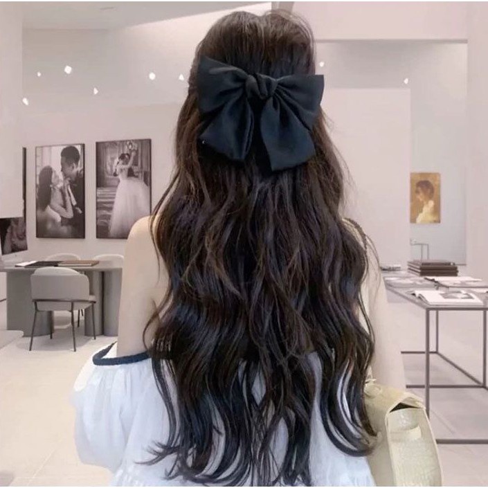 Cặp tóc tóc nơ to vải satin Hàn Quốc đỏ vàng đen xanh lá coban hồng hàn quốc học sinh dễ thương ulzzang
