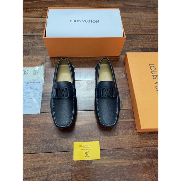 Giày Moca LV , giày lười nam, giày mọi da thật, tag đen lì bản đẹp  Fullbox thẻ bill.