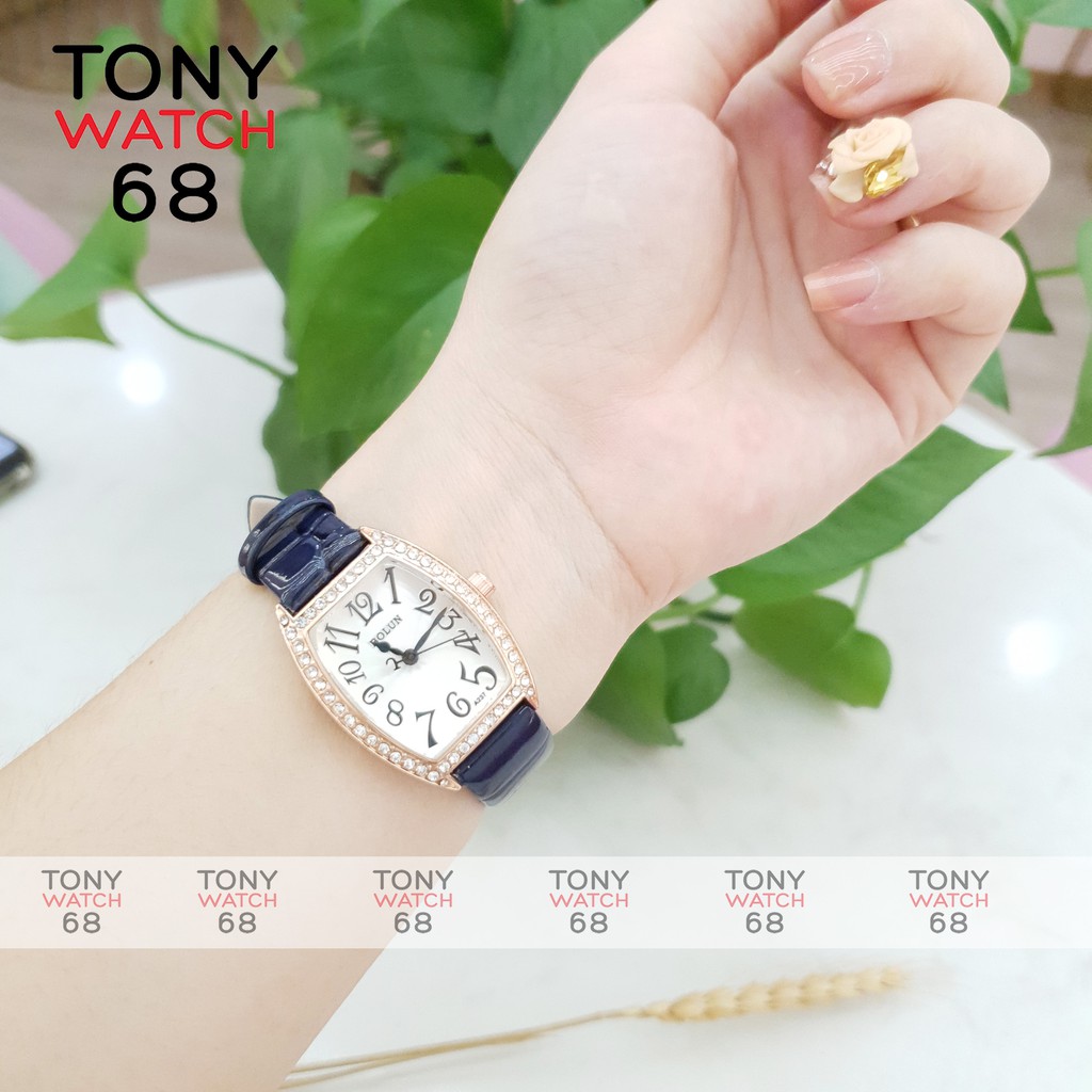 Đồng hồ nữ dây da đeo tay bầu dục đá viền vàng chính hãng Bolun thời trang đẹp giá rẻ | BigBuy360 - bigbuy360.vn