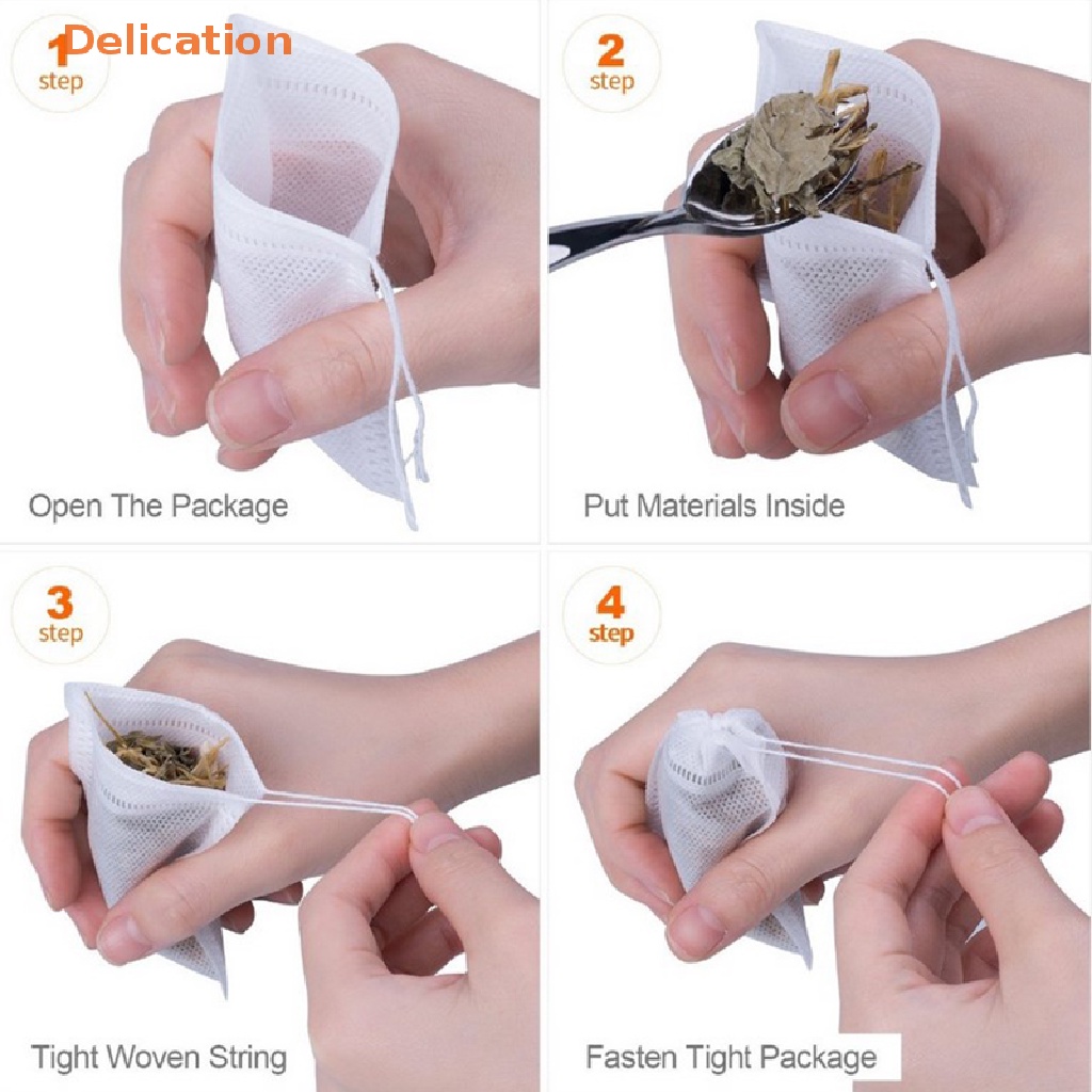 Set 100 Túi Lọc Trà Rỗng Có Dây Rút Dùng Một Lần