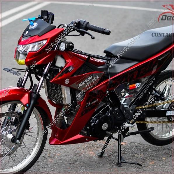 Decal Xe Máy - Tem Trùm Satria, Raider  Đỏ Đen Candy Bán Chạy Nhất Soeei Đẹp