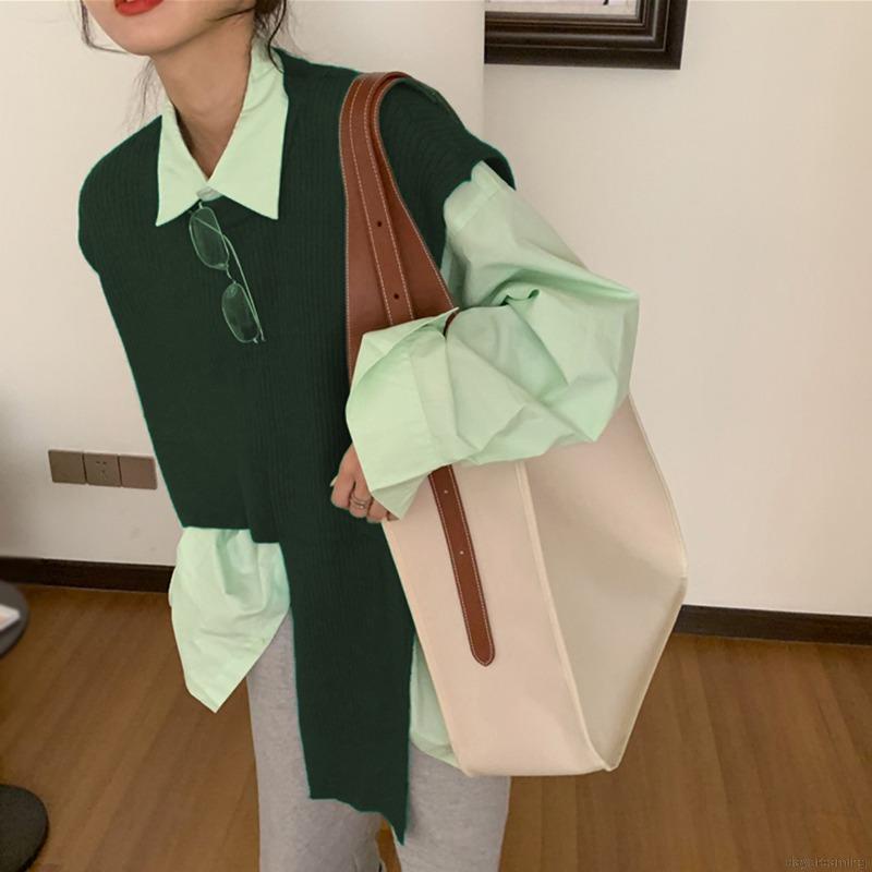 Áo len croptop không tay cổ tròn màu sắc đơn giản dành cho nữ