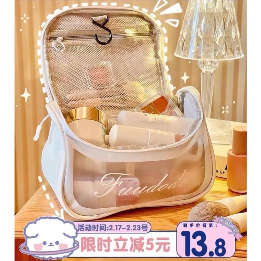 Túi đựng mỹ phẩm, đồ trang điểm COSMETIC mini trong suốt dễ dàng mang theo khi đi du lịch