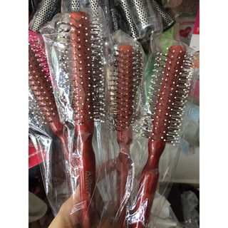 A MORE lược đầu tròn chải tóc xoăn, lược sấy tóc gai tròn cán gỗ