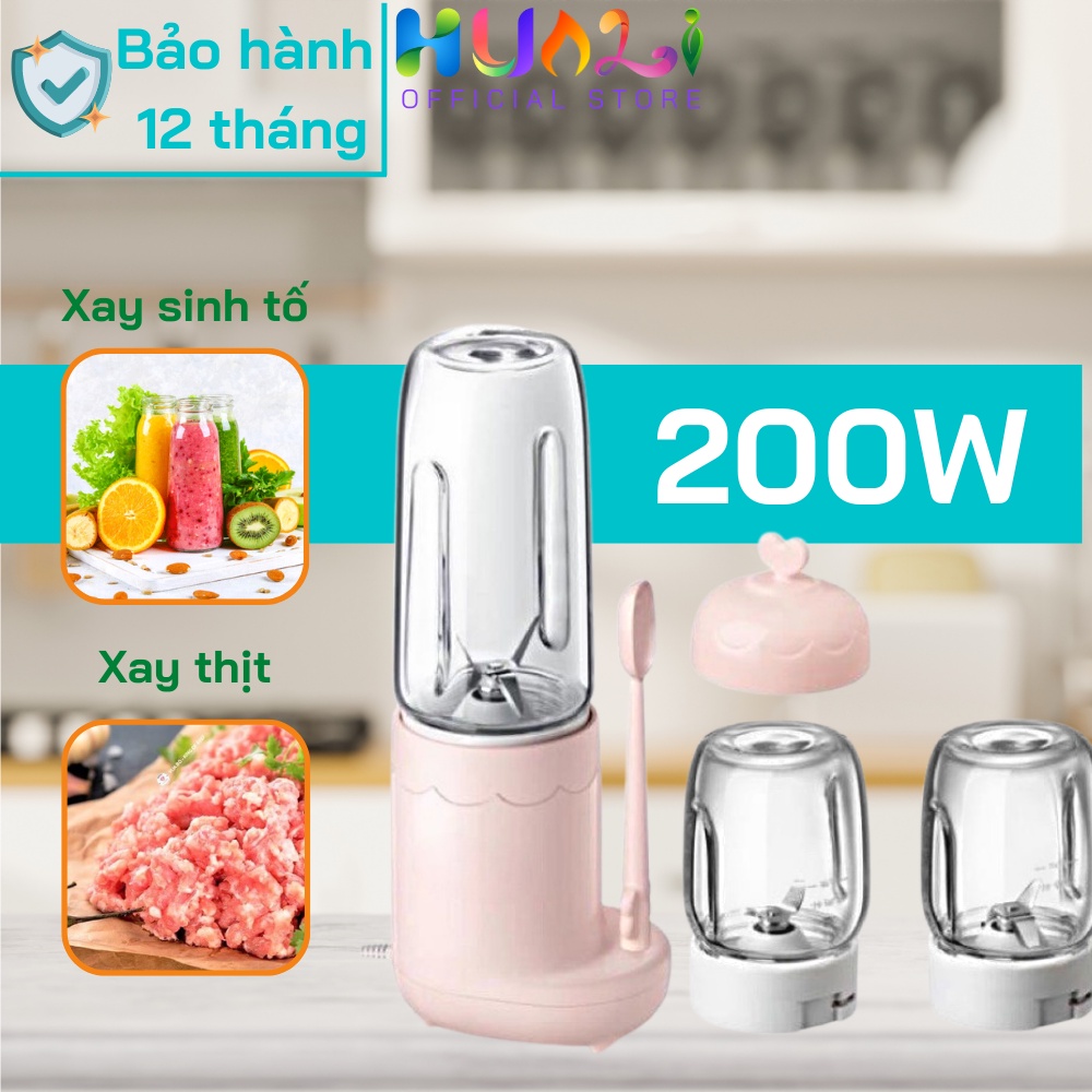 Máy xay đa năng 3 cối dùng xay đồ ăn dặm, sinh tố hoa quả, say các loại hạt cho bé
