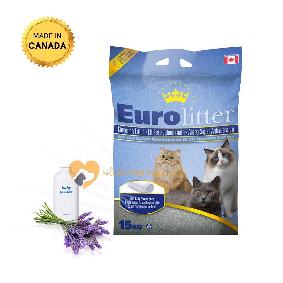  Cát Vệ Sinh Cho Mèo EURO LITTER 15kg (Made In Canada) - [Nông Trại Thú Cưng]