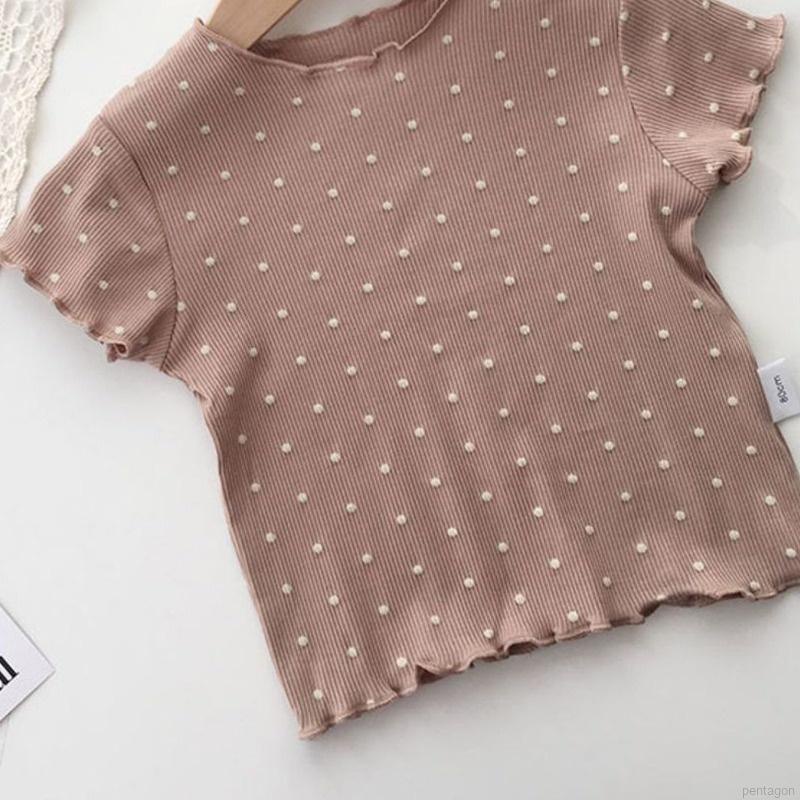 Bộ Đồ Ngủ Ngắn Tay Họa Tiết Chấm Bi Thời Trang Mùa Hè Cho Bé Gái