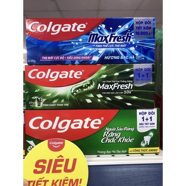 LÔ 2 KEM ĐÁNH RĂNG COLGATE MAXFRESH BẠC HÀ 350g( 2*175g) giá bìa 60k