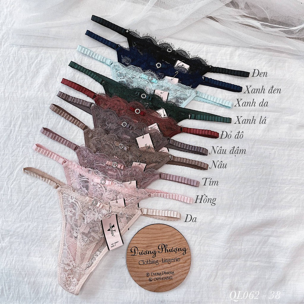 Quần lót ren lọt khe đính khoen đá tròn sexy - QL062
