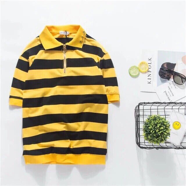 ÁO POLO SỌC PHỐI KHOEN CỔ