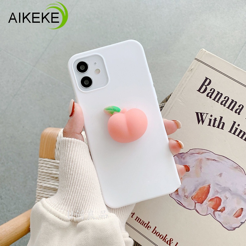 Ốp điện thoại silicon TPU hình quả đào 3D dễ thương cho Samsung Galaxy A31 A51 A71 A41 M31 M21 M30S A21S Peach S20 FE