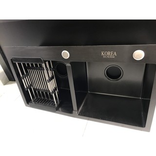 Combo Chậu Rửa Chén Bát CAO CẤP PHỦ NANO CHỐNG TRẦY XƯỚC N45 8245 và Rổ Rút Đa Năng đựng trái cây và bộ xả chậu
