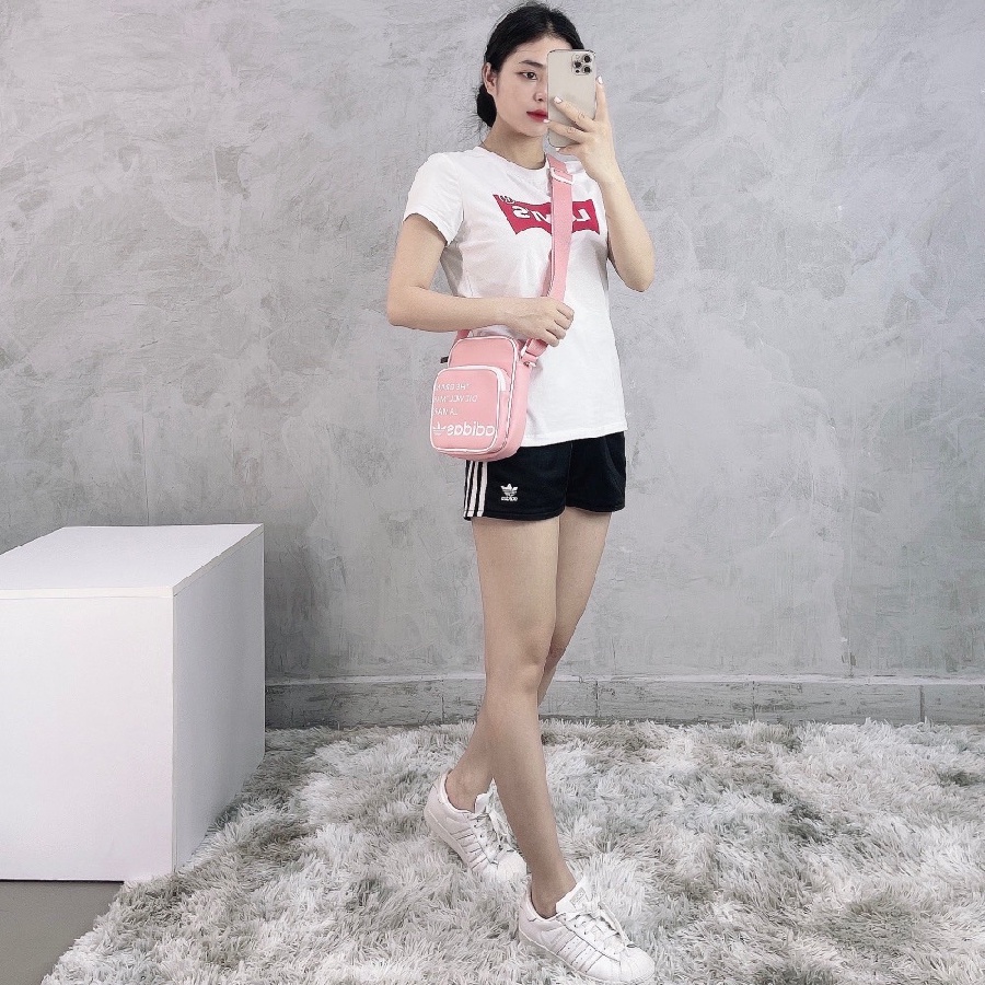 Túi Đeo Chéo Adidas Hồng Vintage Mini Bag Pink Full Tag Code