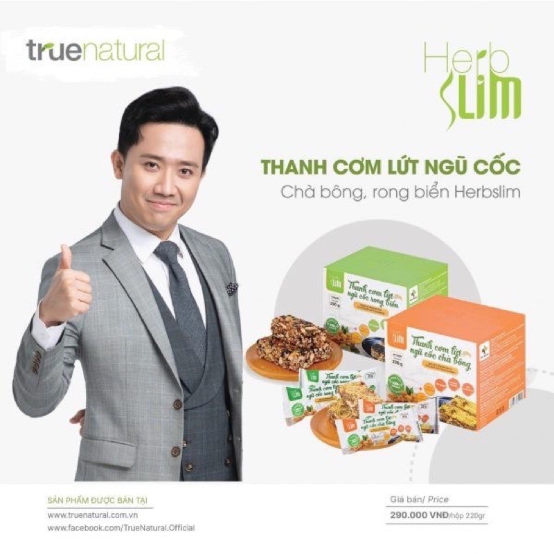 Thanh cơm gạo lứt ngũ cốc Herbslim True Nature Trấn Thành hộp 10 thanh - Thơm ngon bổ dưỡng, hỗ trợ giảm cân