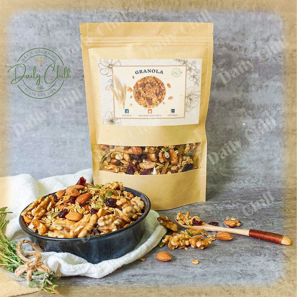 Granola Ăn Kiêng , Hạt Dinh Dưỡng Thêm Hạnh Nhân, Óc Chó ,Macca Daily Foods