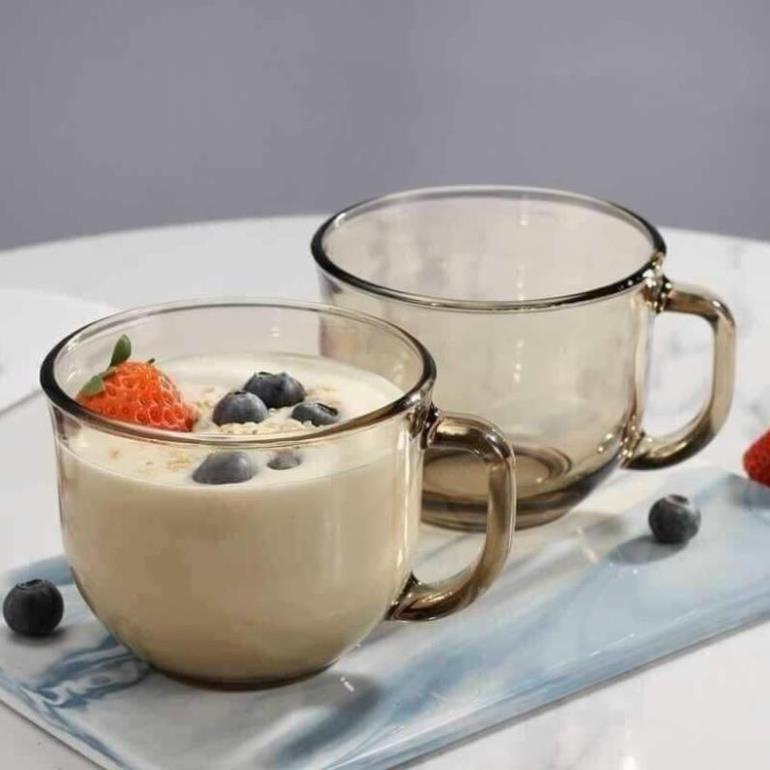 Ly cốc thủy tinh màu hổ phách chịu nhiệt cao cấp 480ml. Có ống hút