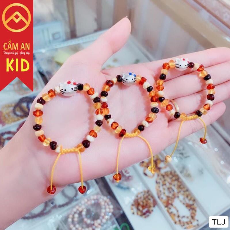 VÒNG HỔ PHÁCH AMBER MIX CON GIÁP BẠC TĂNG ĐỀ KHÁNH CẦU AN CHO TRẺ.