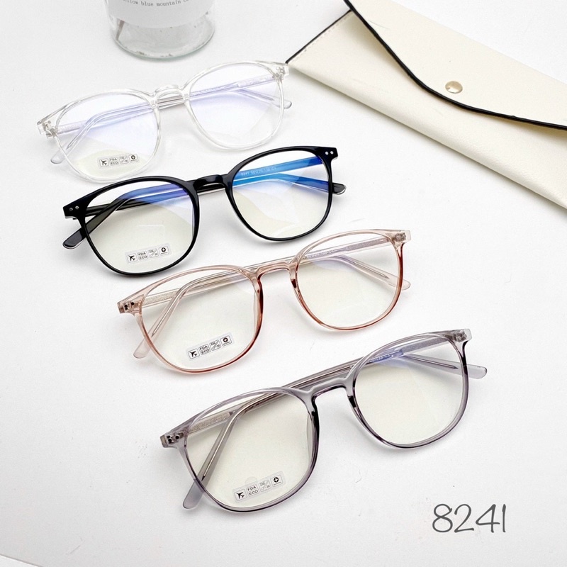 Gọng kính dáng tròn nam nữ chất liệu nhựa cốt lõi thép chắc chắn nhận lắp cận Cloudy Eyewear 8241