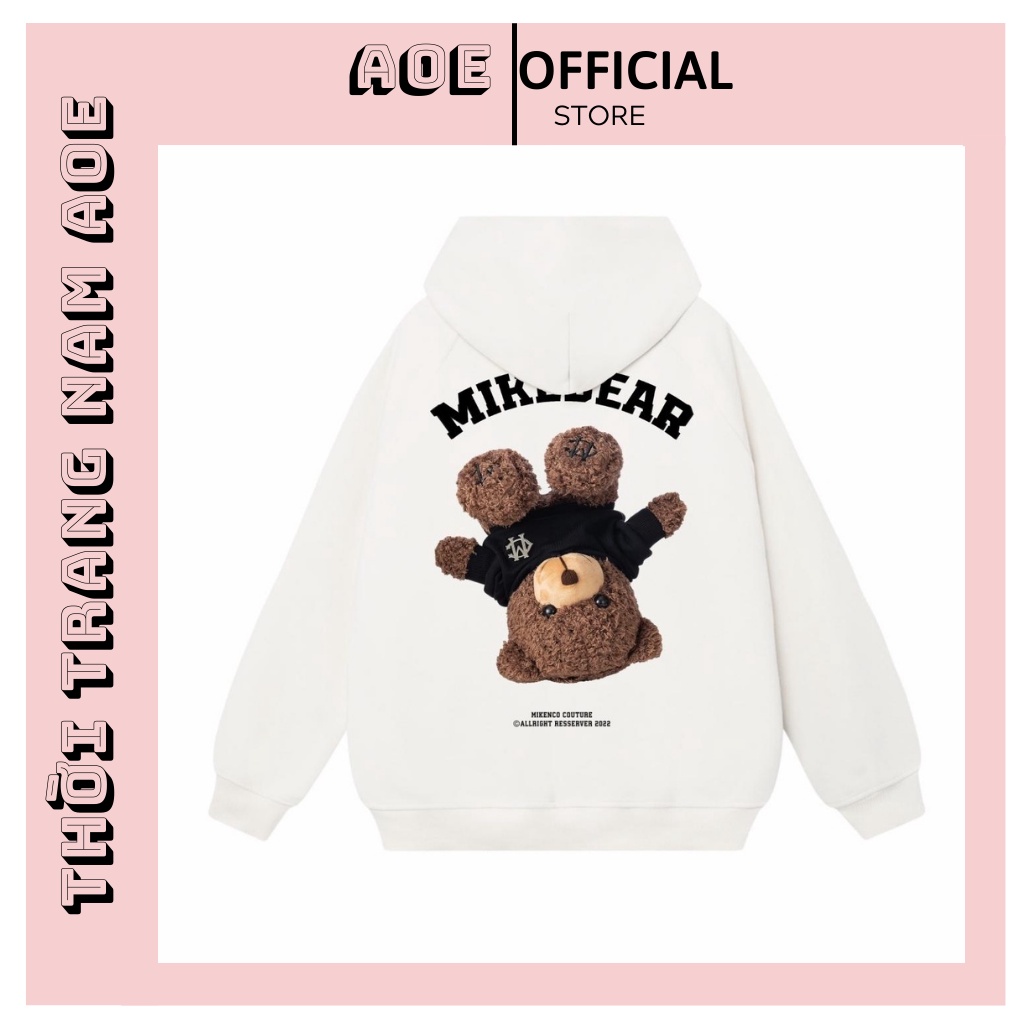 Áo Hoodie Unisex Áo Nỉ Gấu MiKenber form rộng mũ 2 lớp
