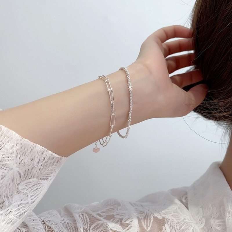 Vòng Tay Bạc s925 Lấp Lánh Thời Trang Hàn Quốc Cho Nữ