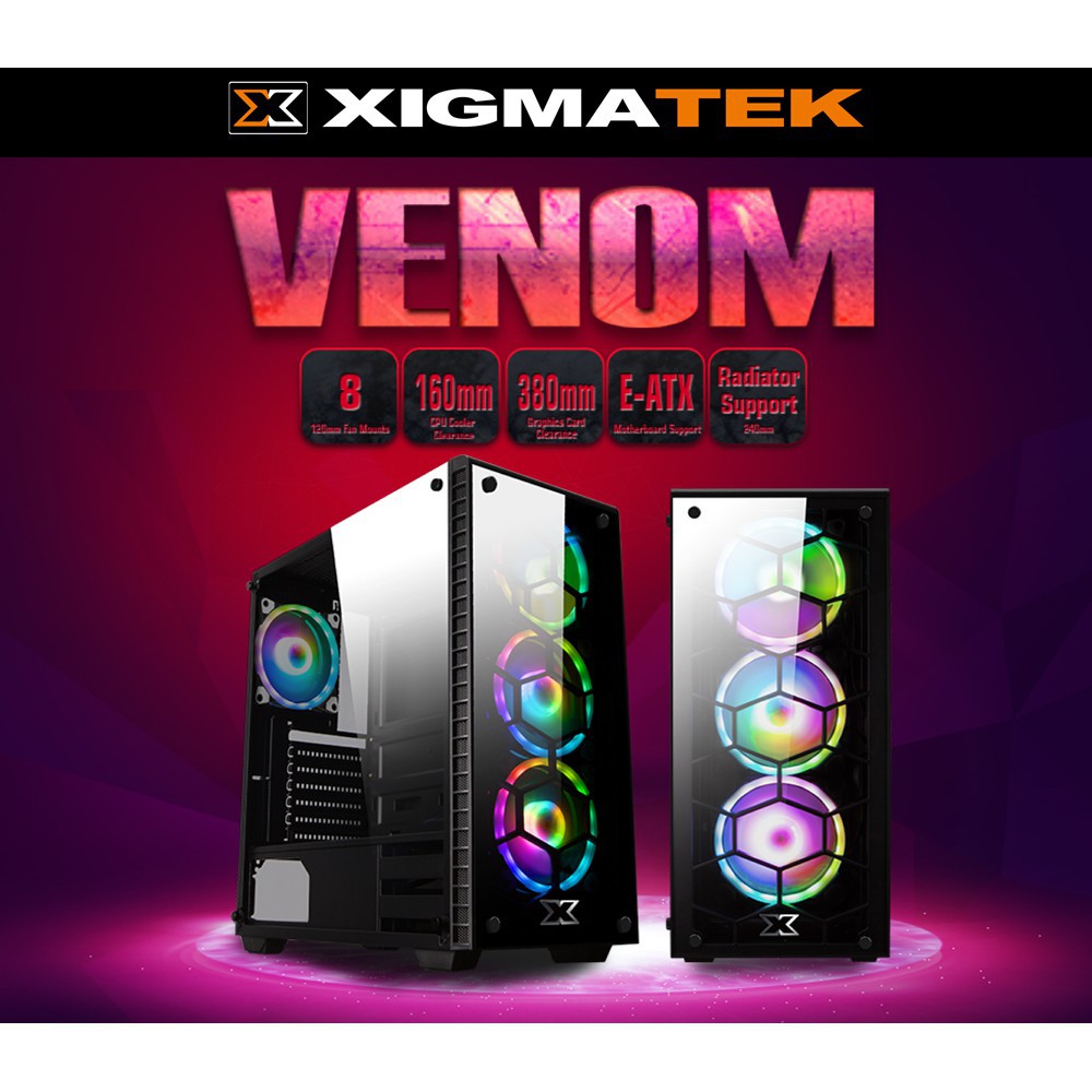 Vỏ case XIGMATEK VENOM R EN42470 - KÈM 3 FAN