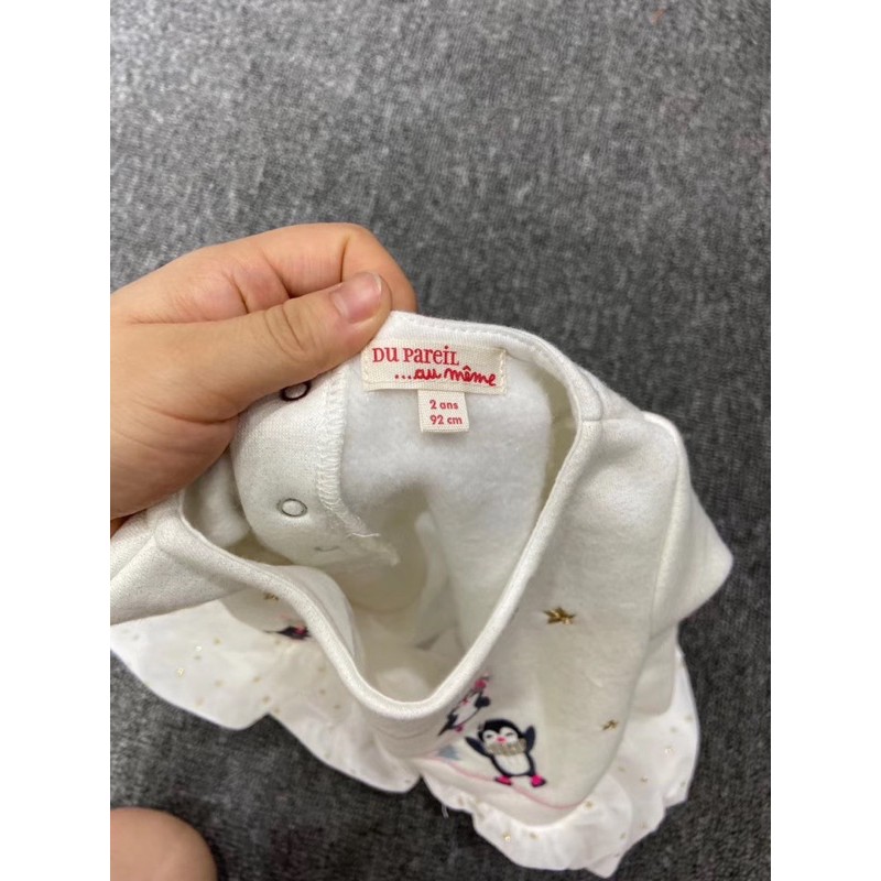 Váy trắng tay dài nỉ bông Dpam bé gái