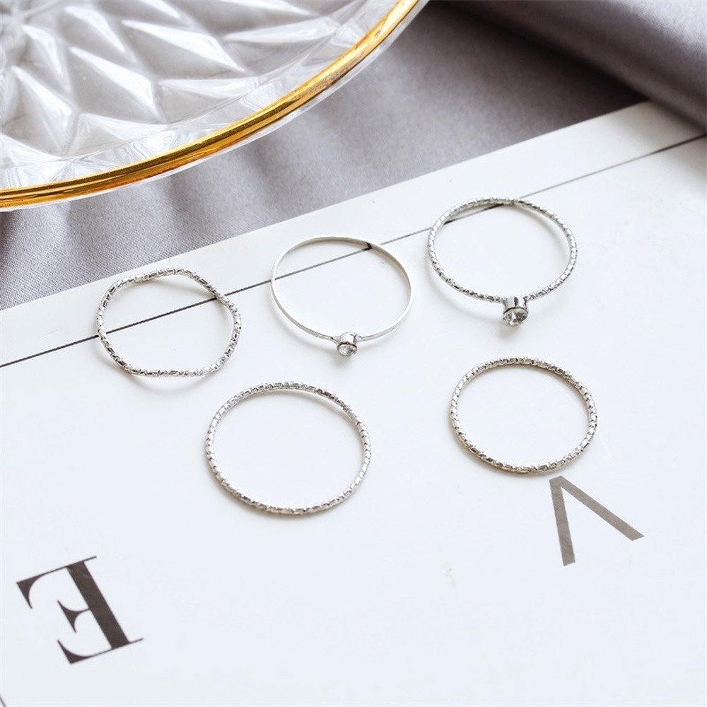 Set 5 Nhẫn Đeo Khớp Ngón Tay Thời Trang Đơn Giản Cho Nữ