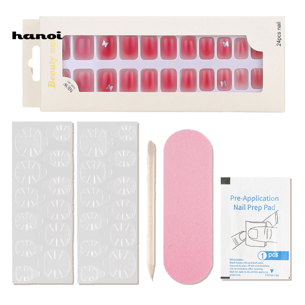 Móng Tay Giả Dáng Dài Siêu Nhẹ Chống Thấm Nước Trang Trí Trái Tim Sang Trọng