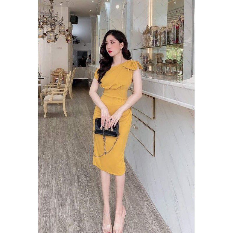 đầm dự tiệc lệch vai