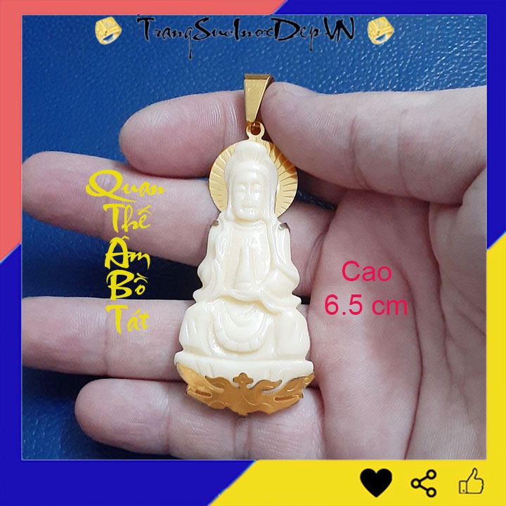 Mặt Dây chuyền Quan Thế Âm Bồ Tát  màu trắng nhiều size dễ chọn đem lại bình an may mắn cho người đeo