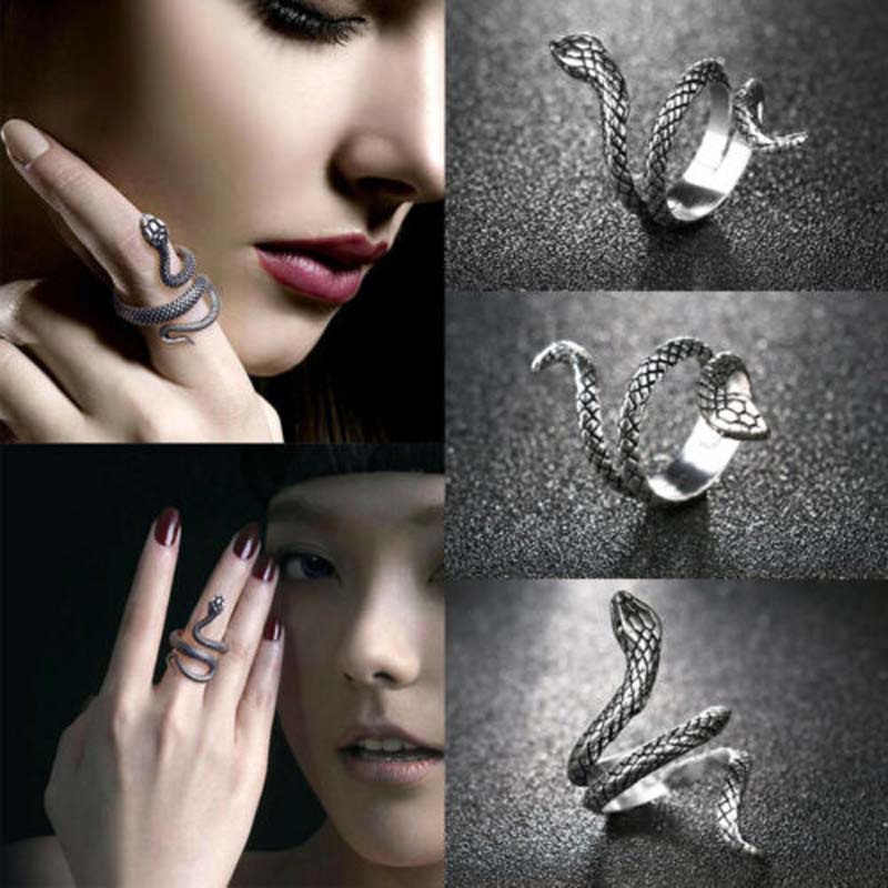 Nhẫn Hợp Kim Hình Rắn Uốn Lượn Độc Đáo Phong Cách Vintage Thời Trang Cho Cặp Đôi