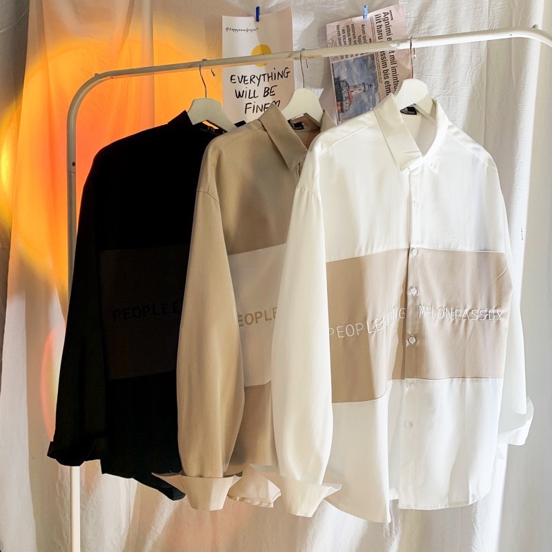 sơ mi nam phom rộng cao cấp, sơ mi nam dài tay unisex, sơ mi nam pha màu thụng, sơ mi nam vải lụa ca