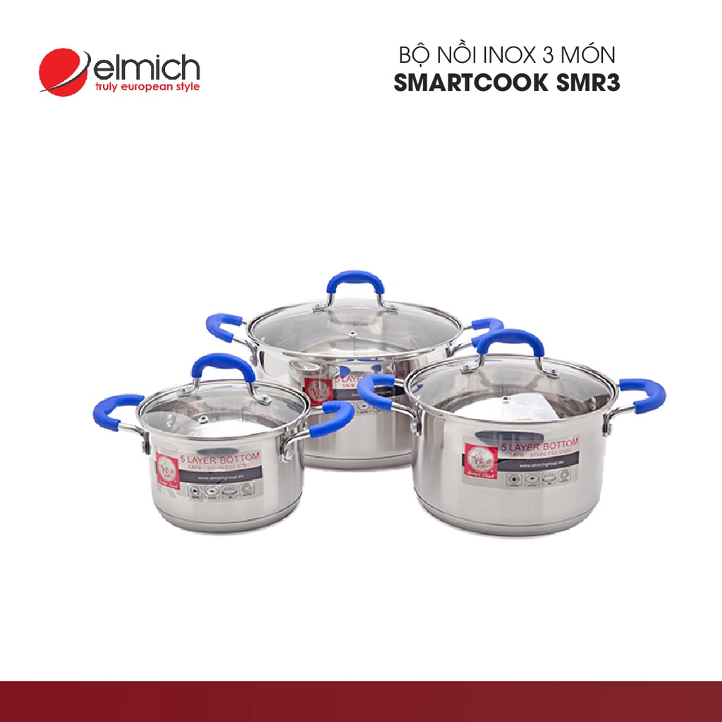 [Mã LT150 giảm 150k đơn 699k] Bộ nồi Inox Smartcook 3 chiếc cỡ 16,20,24cm SMR3 | Hàng Chính Hãng | 2355961