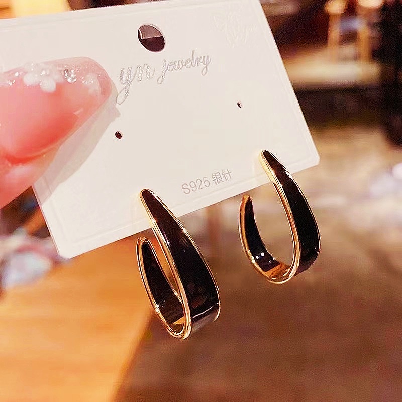 Bông Tai Mạ Bạc 925 Hình Chữ C Phong Cách Pháp Cho Nữ