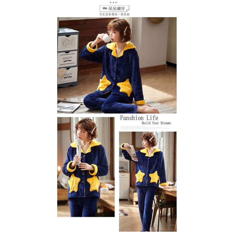 Bộ Đồ Ngủ Lông Cừu San Hô Flannel Dày Tay Dài Thời Trang Thu Đông Cho Nữ Trung Niên Cỡ Lớn | BigBuy360 - bigbuy360.vn