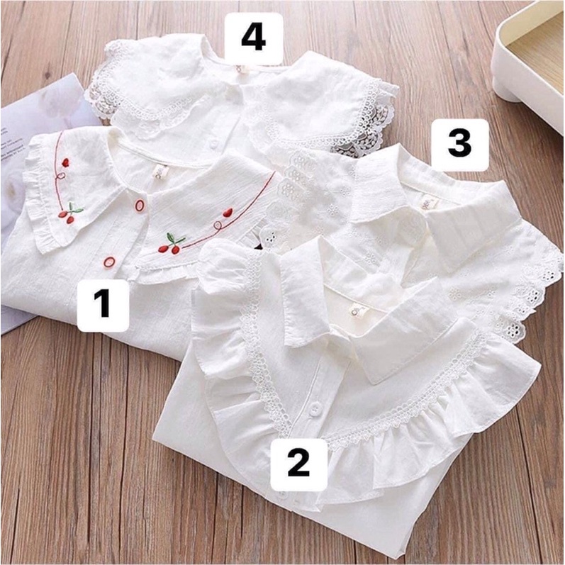 Áo sơmi trắng phối ren size đại cho bé gái xinh xỉu