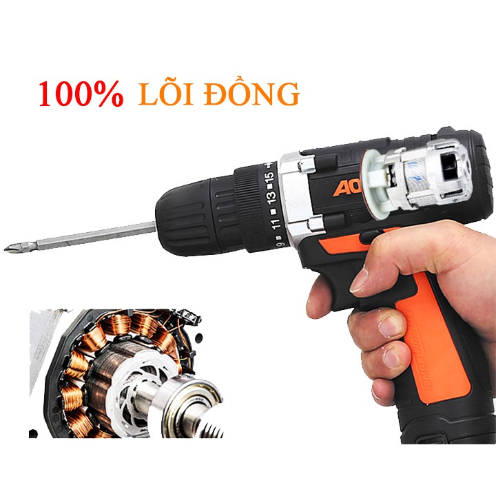 Máy khoan pin AOTUO 12V, máy khoan đa năng bắt vít cầm tay chất lượng cao