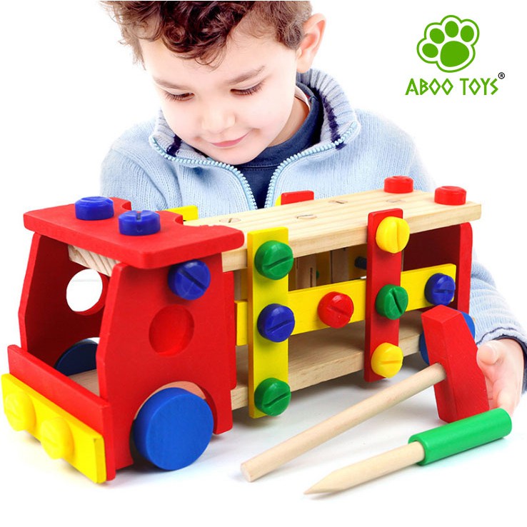 Bộ đồ chơi lắp ráp xe ô tô bằng gỗ cao cấp