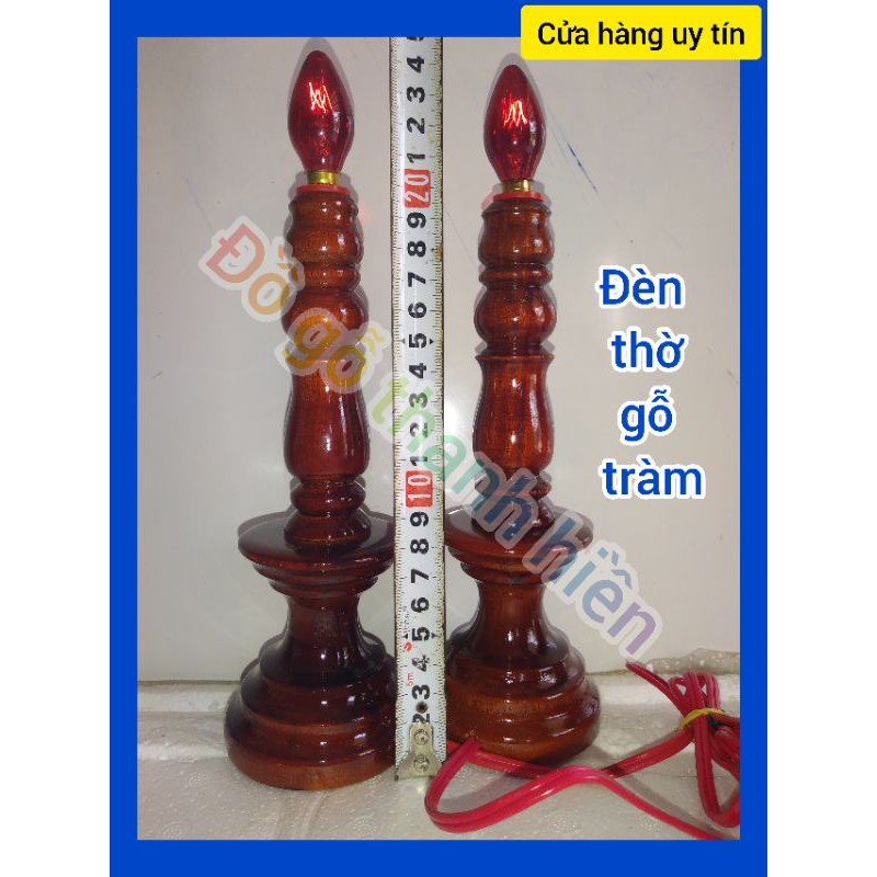 đèn thờ gỗ tràm (đèn cầy trung) cặp đèn thờ cúng