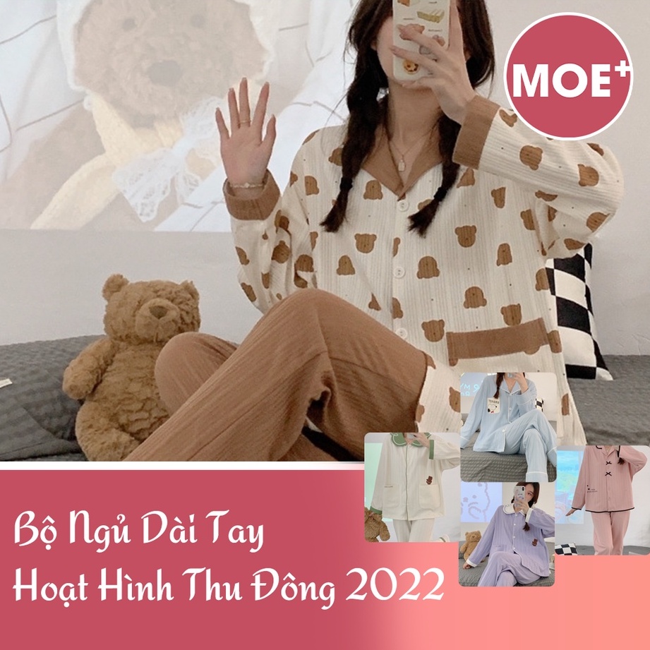 Bộ Ngủ Pyjama Dài Tay Thu Đông Style Nữ Tính 2022_CÓ BIGSIZE