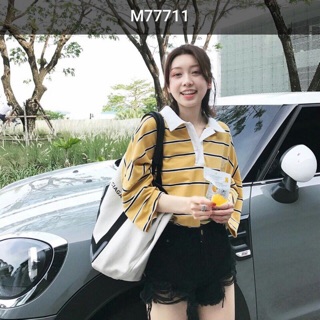 Đầm thun sọc cổ bẻ giấu quần