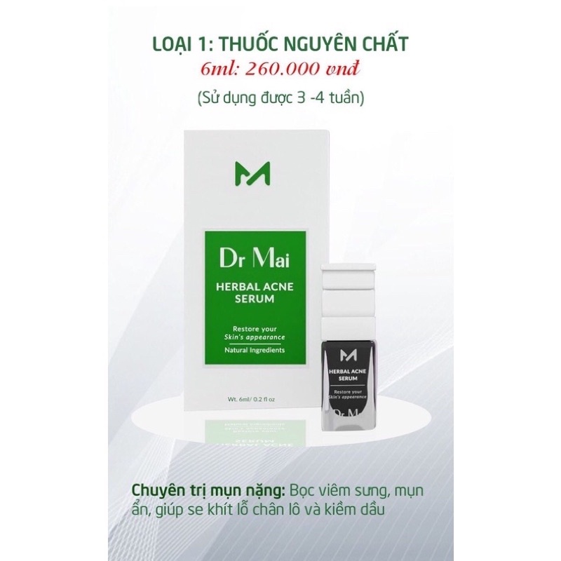 Serum Dr MAI nguyên chất chính hãng dành cho da dầu mụn thâm sẹo mỹ phẩm thiên nhiên thảo mộc 6ml