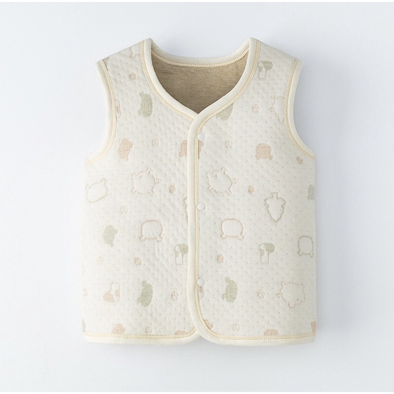 Áo gile cho bé cotton hữu cơ tự nhiên 100%, mềm mại và ấm áp