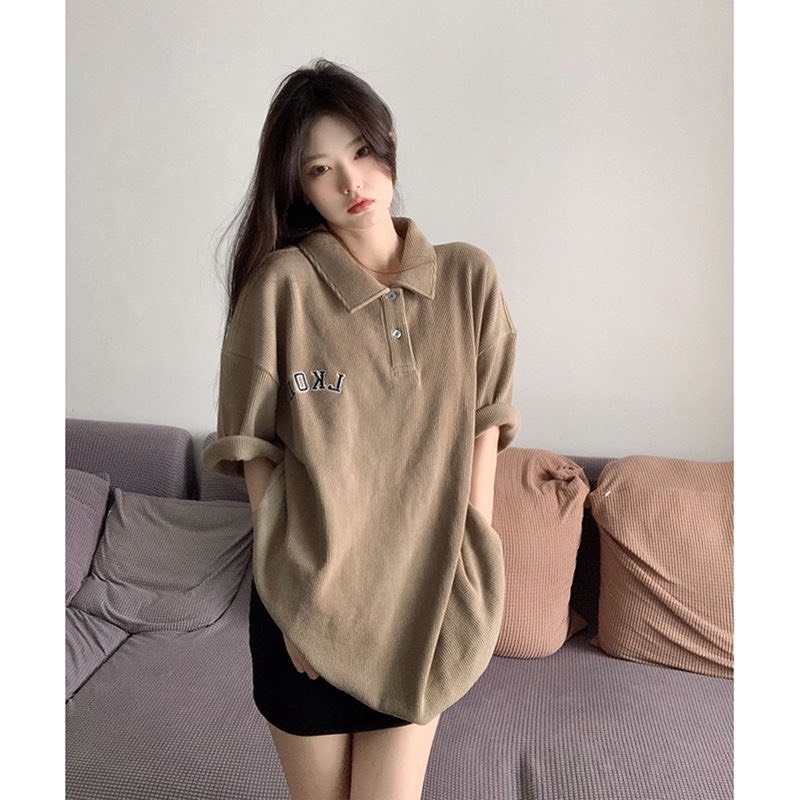 Áo polo form rộng tay lỡ chùm mông màu lạ LKOD cực xinh