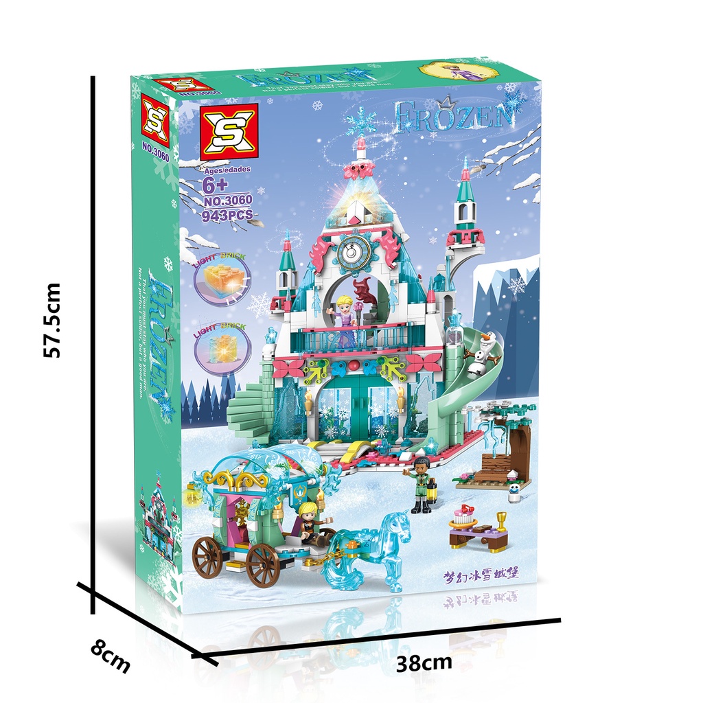 Đồ chơi lắp ráp kiểu lego Mô Hình Lâu Đài Công Chúa Băng Giá Model 3060 với 943 chi tiết
