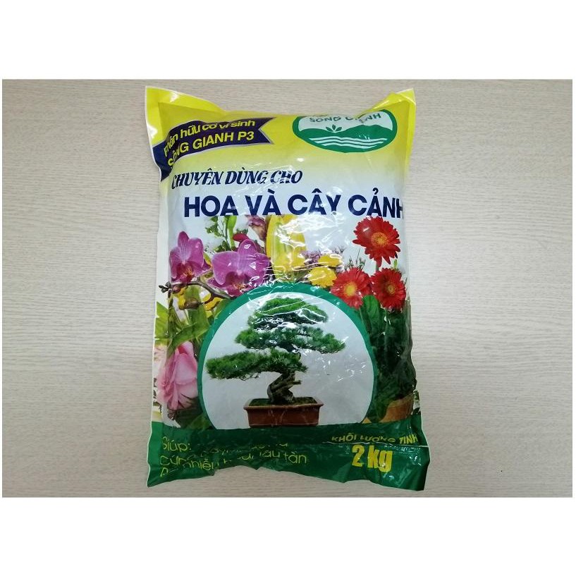 2KG Phân bón hữu cơ VI SINH SÔNG GIANH P3 chuyên dùng cho hoa cây cảnh