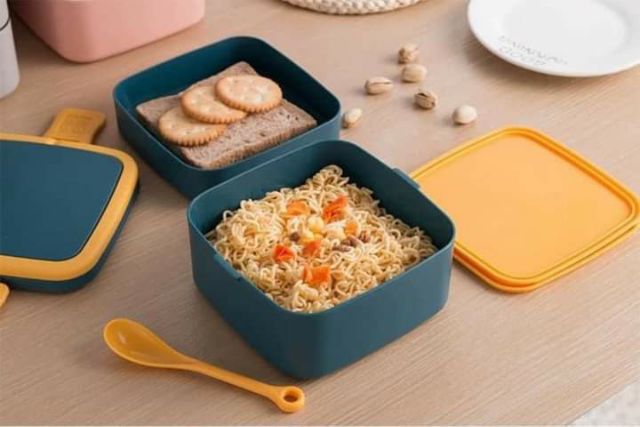 Hộp cơm lúa mạch ♥️FREESHIP♥️ 2 ngăn kèm thìa | Shopee Việt Nam