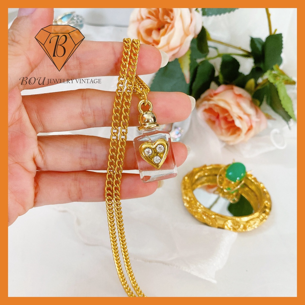 VÒNG CỔ HÌNH CHAI NƯỚC HOA SECONDHAND TRANG SỨC SI NHẬT BẢN BOU JEWELRY VINTAGE MÃ VC340